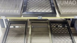 Multiple types of woven metal mesh in sample room